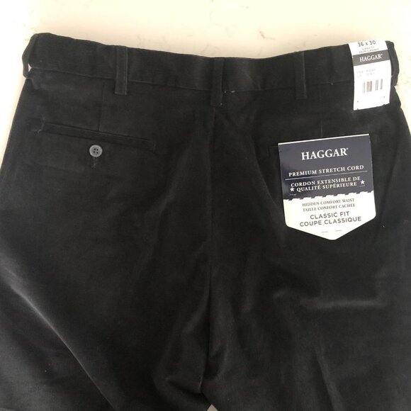 Haggar Premium Stretch Corduroy Classic Fit Straight Leg Pants Black 36x30 NWT - Picture 7 of 16